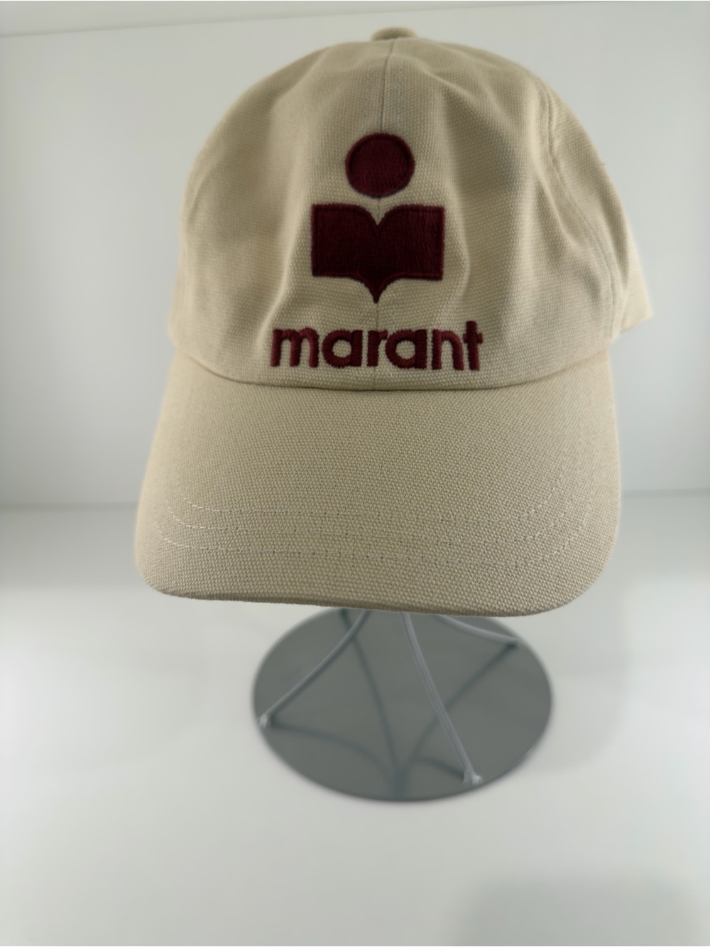 Isabel Marant Cream Baseball Cap with Burgundy Logo